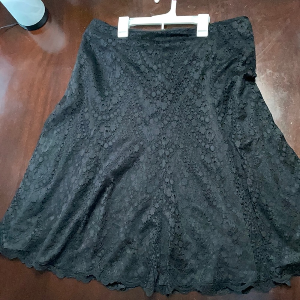 Black lace midi skirt